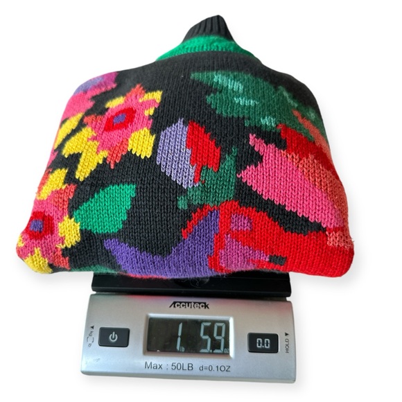 Vintage Jack B. Quick Floral Mock Neck Cotton Sweater, Size M, Black Multi - Picture 13 of 13